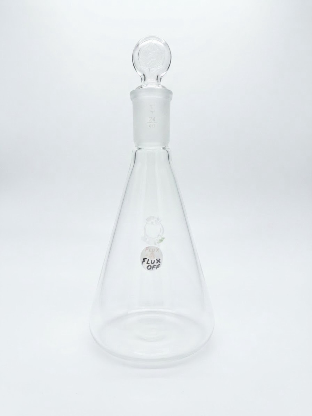 Vintage Pyrex 600mL Erlenmeyer Flask & Stopper Apothecary Bar Cart Industrial